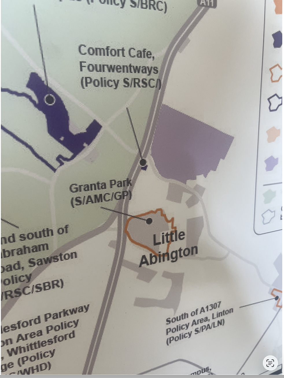 GCSP planning overview map showing Little Abington labelled far lower than its actual position
