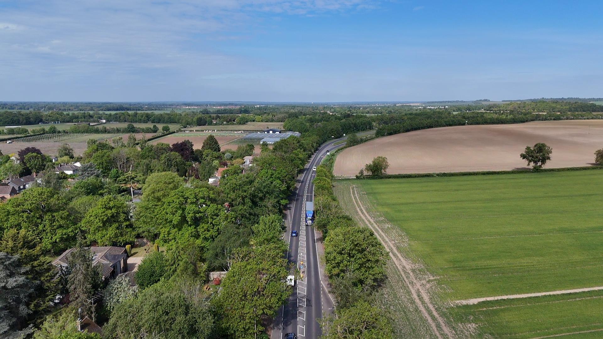 Aerial view of the Abingtons — still from the SAVE film